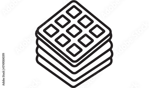 Stack of delicious square waffles, a simple and appealing breakfast icon