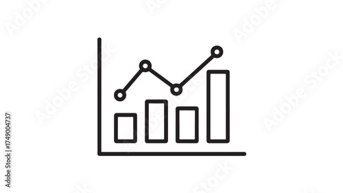 Simple line graph showing upward trend and bar chart representing data growth.