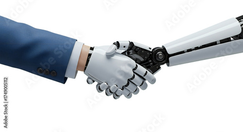 Minimalist wrist handshake, soft blue and translucent robotic textures. Isolated on transparent background, png