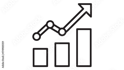 Growing business chart with upward trending arrow symbolizing success and growth.