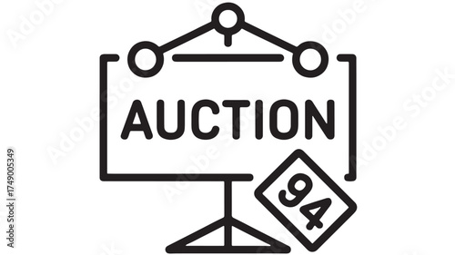 Symbolic representation of an auction with a bid number displayed