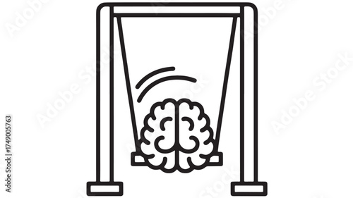Abstract illustration of a brain swinging on a swing set, symbolizing creative thought and ideas