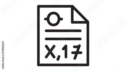 Clean line art icon representing a document with mathematical symbols and a circle