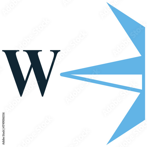 West icon vector. Ideal for direction, navigation, and compass themes. This graphic clearly represents the western cardinal point for maps and geographical orientation.