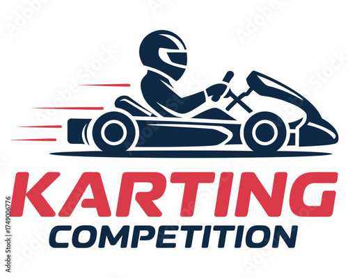 Professional Karting Competition Logo Vector Illustration Featuring Go Kart Racer Silhouette, Speed Lines, Motorsport Emblem, Championship Badge Design, and Racing Club Branding Concept