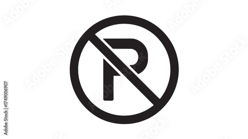 A clear prohibition symbol indicating no parking, presented in a simple, modern graphic style.
