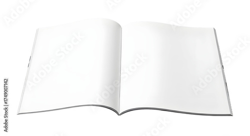 Open book or magazine with blank white pages. Mockup for education or design. Isolated on transparent background, png
