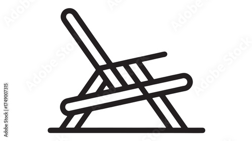 Simple line icon of a beach chair, representing relaxation and vacation.