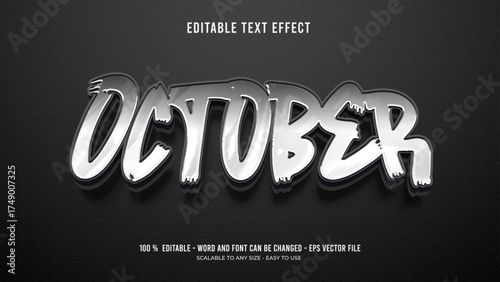 october editable text effect 3d