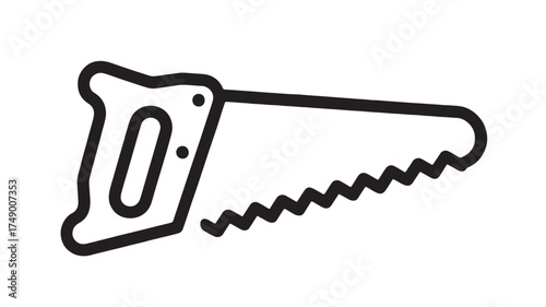 Simple line illustration of a hand saw, symbolizing construction and DIY projects.
