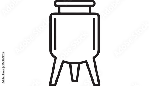 Industrial fermentation tank on legs, simple outline design