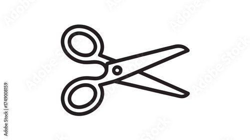 Simple black and white illustration of open scissors
