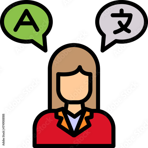 Language Practice lineal color icon