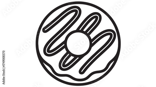 Simple outline illustration of a frosted donut with swirling icing