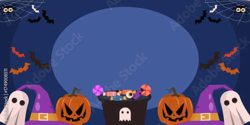 halloween background with pumpkin and bats