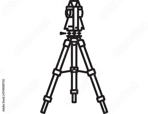 Surveying instrument on tripod for precise measurements outdoors
