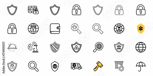 Explore a diverse array of hand-drawn security icons, perfect for adding a unique touch to your cybersecurity projects and digital safety campaigns, conveying trust and protection