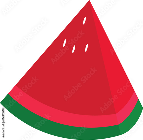 Flat Watermelon Slice Vector – Healthy Organic Summer Food Symbol
