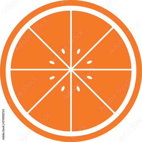 Fresh Orange Slice Icon – Citrus Fruit Vector Illustration for Summer, Juice and Healthy Food Design