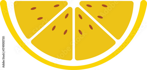 Fresh Yellow Lemon Slice Icon – Citrus Fruit Vector Illustration for Summer and Juicy Food Design