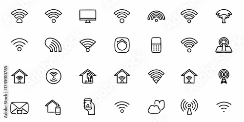 Sleek connectivity icons showcasing modern network technology, perfect for web design projects and illustrating advanced wireless systems for smart devices and IoT solutions