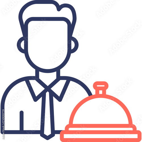 Waiter Service line color icon