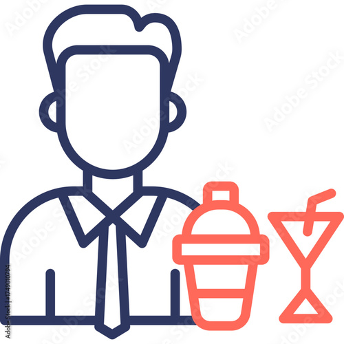 Bartending line color icon