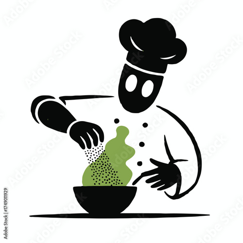 A skilled chef in a modern kitchen expertly preparing a gourmet meal showcasing culinary arts and innovation isolated on white background