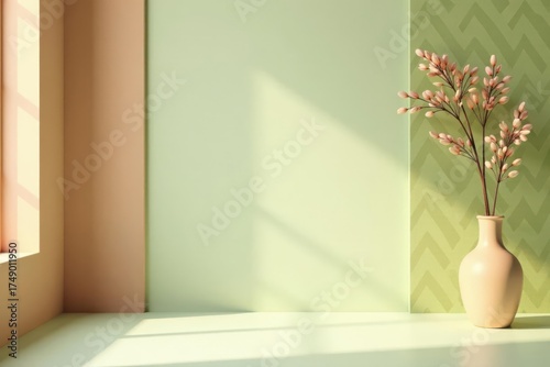 Pastel Room Interior Design with Delicate Floral Arrangement in Vase