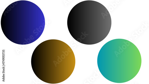 Set of Four Abstract Gradient Spheres or Orbs with 3D Effect