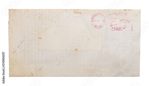 Quadro su tela vintage postal envelope grunge paper design png isolated on transparent backgrou