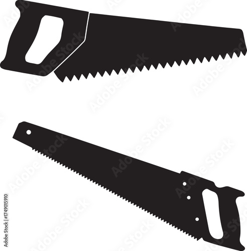 Hand Saw Silhouette Vector Illustration – Carpentry and Woodworking Tool Icons