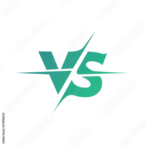 Green versus logo shows dynamic competition with lightning bolt on a white background