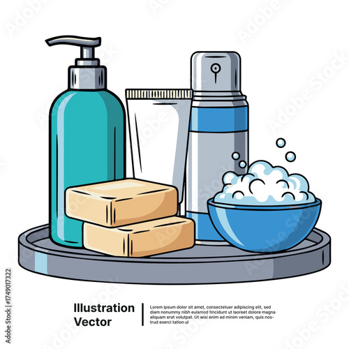 Personal Care and Hygiene Products Arranged on a Tray