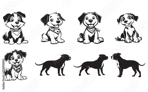 set of silhouettes of dogs
