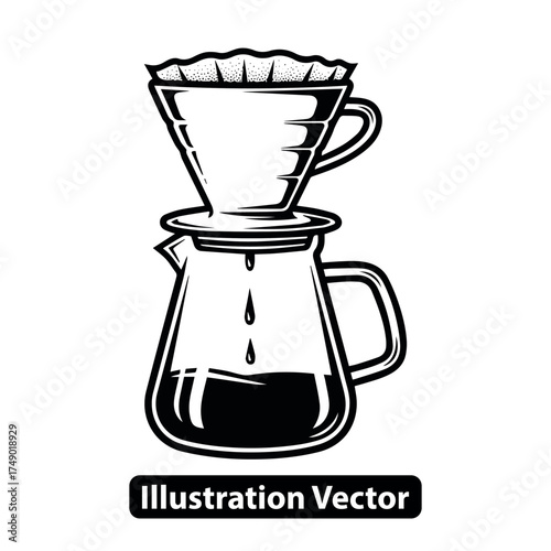 Coffee Dripper Vector Illustration Brewing Method Icon for Beverage and Cafe Design