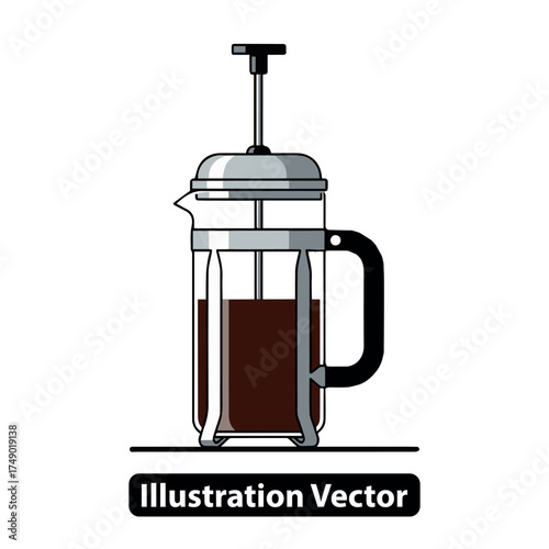 Glass French press coffee pot filled with rich dark brew for an aromatic morning beverage