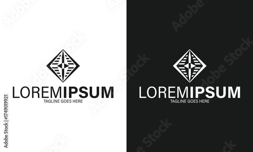Elegant Vector Art Logo Png: Diamond Shape Abstract Design for Corporate Branding Identity, Business, Solution, Geometric Creative Graphic Innovation