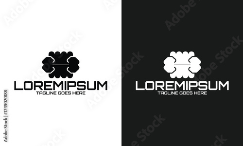 Creative Connective Vector Art: Brain Logo for Innovative Brand Identity on Black and White Backgrounds in PNG Format