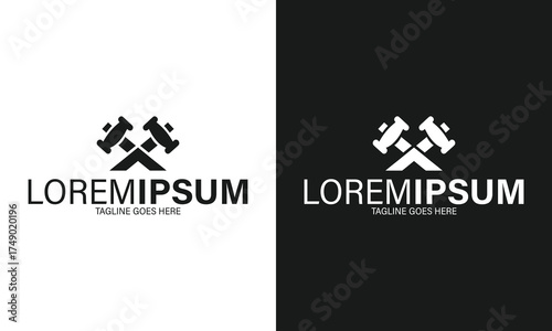 Elegant Attorney Legal Law Firm Vector Art: Crossed Gavel Silhouette Icon PNG Symbol for Justice, Lawyer, Judgement, Court, and Arbitration in Minimalist Monochrome Design