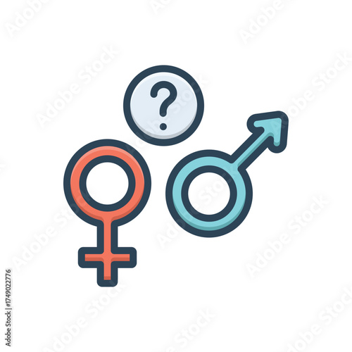 Color illustration icon for gender selection