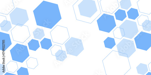Abstract blue hexagon shape for frame illustration design