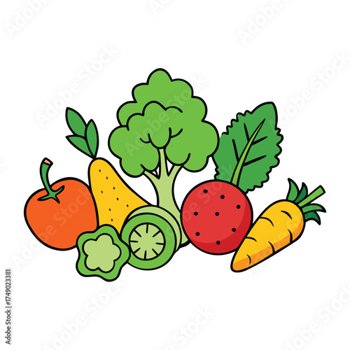 A colorful mix of fresh salad vegetables and fruits, bursting with flavor and nutrients—crisp lettuce, juicy tomatoes, cucumbers, and sweet fruits for a healthy delight.
