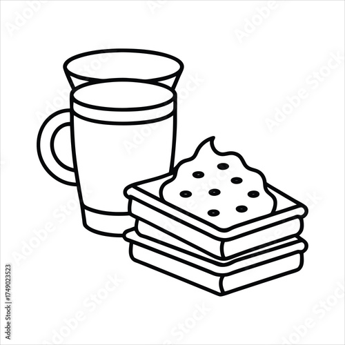 Stack of cookies  pumpkin pie slice  and a mug