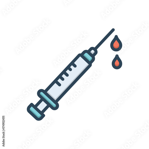 Color illustration icon for syringe