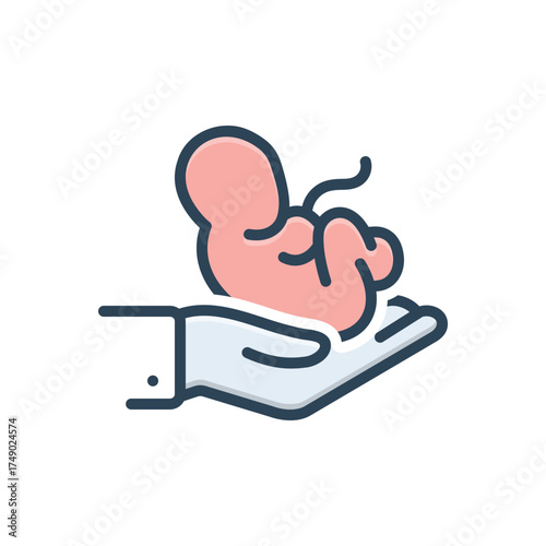 Color illustration icon for child birth