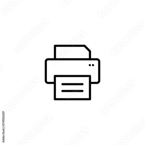 black Printer line art Icon Vector for web isolated on white background