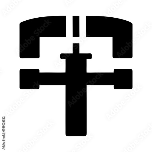 Abstract geometric industrial pipe fitting silhouette
