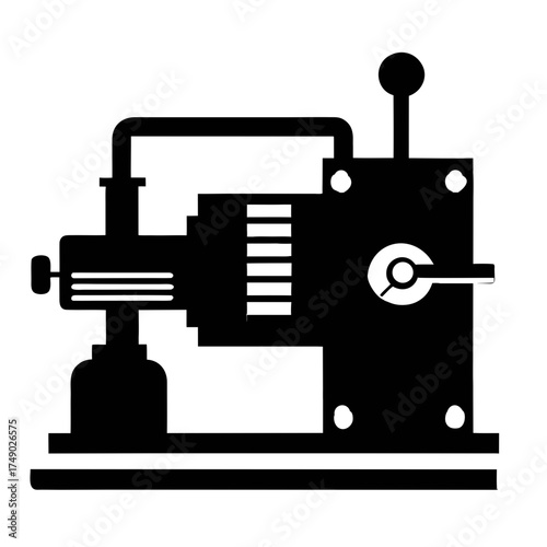 Industrial machine silhouette with pipes and controls