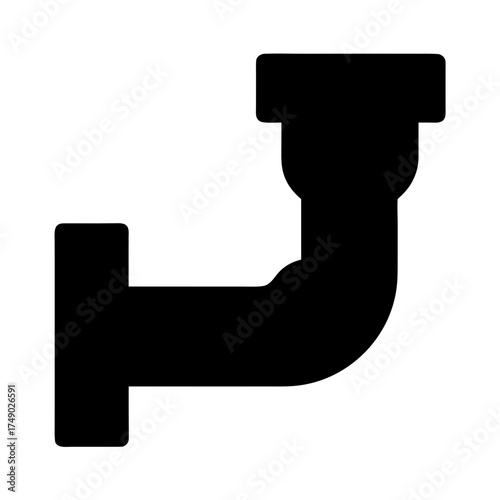Black silhouette of plumbing pipe fitting on white background silhouette